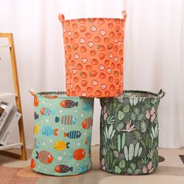 Storage Baskets Foldable Laundry Basket Bucket Japanese Cotton Linen Fabric Waterproof Dirty Toy Clothes 230621