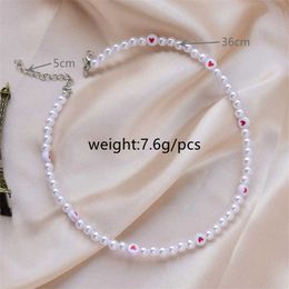 Beaded Necklaces Trendy Love Pearl Necklace Female Personality Travel Party Fashion Clavicle Accessories Collar Perlas 230613