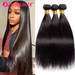 Hair Bulks Straight Brazilian Human Weave Bundles Natural Black 134 Piece 100 s 230621