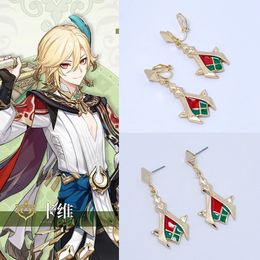 Stud Game Genshin Impact Sumeru Kaveh Eardrops Earrings for Woman Anime Cosplay Props Jewelry Accessories Gifts 230621