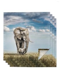 Table Napkin Animal Elephant Grassland Napkins Cloth Set Handkerchief Dinner For Wedding Banquet Party Decoration