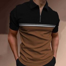 Camisetas Masculinas Polo Masculina Camisa de Golfe Casual Natal Flaps Manga Curta Fashion Basic Color Block Summer Regular T-Shirt
