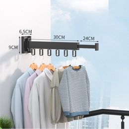 Hangers Racks Folding Clothes Hanger Wall Mount Retractable Cloth Drying Rack Indoor Outdoor Space Saving Aluminium Home Laundry Clothesline cghng 230621