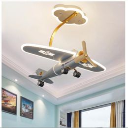 Ceiling Lights Pendant Lamp Led Art Chandelier Light Modern Silver Children Plane Design Decora Bedroom Remote Controller Included
