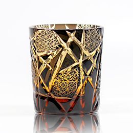 Edo Kiriko Drinking Glass Old Fashioned Crystal Whisky Cup For Scotch Bourbon Hand Cut Design Cocktail Glass With Gift Box 1PC