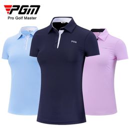 Other Sporting Goods PGM Summer Women Golf Short Sleeved T Shirts Ladies Sports Slim Clothes Quick Dry Breathable Tennis Clothing YF486 230621