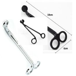 18*6CM Stainless Steel Candle Scissors Wick Trimmer Oil Lamp Trim scissor tijera tesoura Cutter Snuffer Tool Hook Clipper black and silver