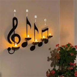 Decorative Objects Figurines European Creative Candlestick Music Note Button Home Decoration Candle Holder Wedding Birthday Gift Hanging Decor 230621