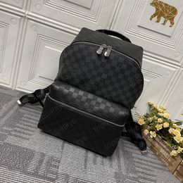 Classic Fashionable Discovery Backpack High Capacity Genuine Leather Checker Pattern Zipper Bag Classic Logo Designer Luxury