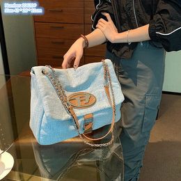 Factory wholesale ladies shoulder bags soft and comfortable wear-resistant denim chain bag large canvas stray backpack simple blue ladies handbag 10620#