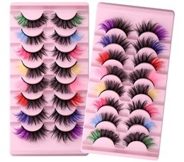 Thick Curly Mink Coloured False Eyelashes Naturally Soft & Delicate Handmade Reusable Halloween Cosplay Fake Lashes with Colour DHL