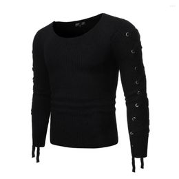 Men's Vests Men's Sweater O-Neck Dark Metal Loose Knitted Pullover High Quality Punk Personality Street Clothing