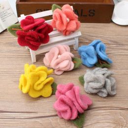 Hair Clips & Barrettes 10PCS Big Size Wool Felt Crochet Flower Craft Button Patch Sticker Fit For Girls Headband Jewellery Garment