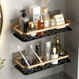 Bathroom Shelves Bathroom Shelf Without Drilling Makeup Organizer Mental Corner Shelf Shampoo Storage Shelf Shower Wall Rack Bathroom Organizer 230621