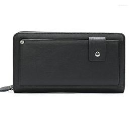 Wallets Men Long Wallet Real Genuine Leather Card Holder Coin Purse Zipper Male Organiser Cell Phone Clutch Bag High Quality Money Bags