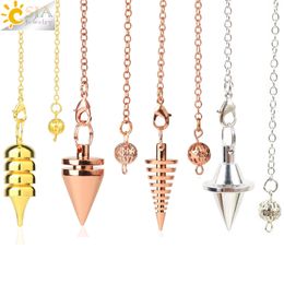 Pendant Necklaces Metal Pendulum for Dowsing Divination Pendulos Spiral Small Cone Gold Colour Copper Radiesthesia Pendulums Healing Pendule S974 230621