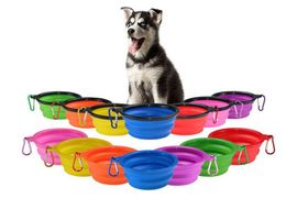 Collapsible pet Bowls Food Grade Silicone Foldable Expandable Cup Dish for Pet Cat Food Water Feeding Portable Travel Bowls Free Carabiner