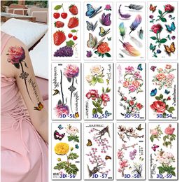 Temporary Tattoos 100Pcs Wholesales Tattoo Sticker Flower 3D Butterfly Lip Rose Necklace Insect Scorpion Neck Body Women Man Tatoo 230621