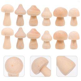 Garden Decorations 18 Pcs Small Wooden Mushroom Decorative Simulation Woody Toy Home Desktop Adornments Child Household