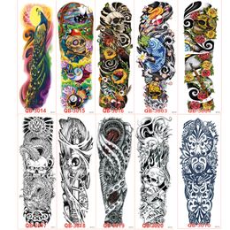 Temporary Tattoos 80pcslot Large Big stickers Full Arm Cool Fake Tattoo sleeves Designs Black Fire Death Skull Rose wholesale 230621