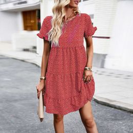 Freizeitkleid mit Urlaubsdruck 2023 Frühling/Sommer Elegante Boho-Maxikleider im pastoralen Stil