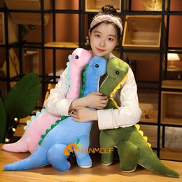 Plush Dolls 50~120cm Cuddly Dinosaur Tanystropheus Stuffed Toy Plush Dino Blue/Wine Red/Green/Pink Girls Boys Xmas Plushie Gift 230621