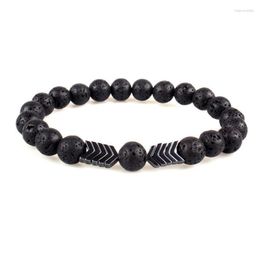 Charm Bracelets Fashion Latest Design Natural Lava Rock Oil Diffuser Bracelet Colour Volcanic Stone Arrow Accessories Raym22