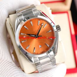 5 styles luxury mens designer watches 41mm SM150 orange dial mechanical automatic movement transparent back stainless steel sapphire men's sport wristwatches