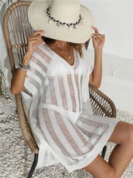 3 Colour Stripped Summerdress Womens White Sexy Beachwear on The Sea 2023 Trend Party Dresses Black Swimsuits Cover Up Swim
