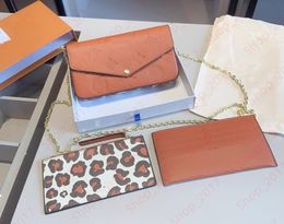 Designer FELICIE envelope bag Handbag MULTI POCHETTE FELICIE Shoulder Bag Wild at Heart Women Leopard Leather Crossbody Bag Cross body Sling Tote Purse Backpack