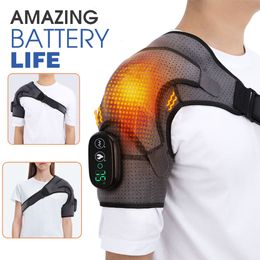 Other Massage Items Electric Heating Shoulder Brace LED Display Vibration Support Belt Strap for Arthritis Joint Injury Pain Relief 230621