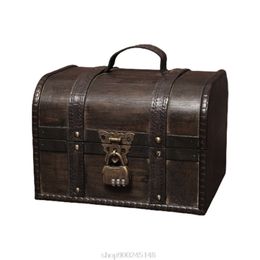 Gift Wrap Retro Elegant Wooden Pirate Jewellery Storage Box With Lock Vintage Treasure Chest for Wooden Organiser N18 20 Drop 230621