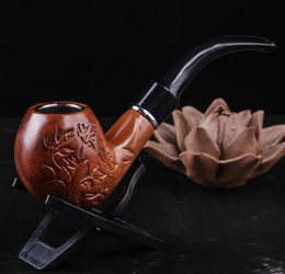 Smoking Pipes Pipe Carving Resin Bakelite Big Pipe Carving Flower Pattern Curved Detachable Pipe Set