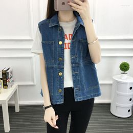 Women's Vests Clothing Denim Vest Women Spring Summer Casual POLO Collar Single-breasted Sleeveless Harajuku Jeans Female Tops Lady Z143