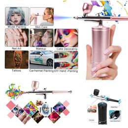 Mini Air Compressor Kit Portable Air-Brush Paint Spray Gun Airbrush For Nail Art Tattoo Craft Cake Paint Nano Fog Mist Sprayer with Extension Tube