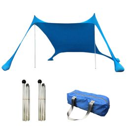 Tents and Shelters Shades Beach Tent Large Portable Windproof Pop Up Shade Canopy Sun Shelter Family With 2 Aluminium Poles 1 230621