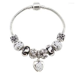 Charm Bracelets 2023 Retro Silver Plated Heart Pendant Fashion Cute Little Pand Women's Lucky Bracelet With Chamilia Beads Jewellery