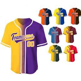 Other Sporting Goods Custom Gradient Colour Baseball Jersey Team Clothing Customised Your Name Number Mesh V-Neck Streetwear Man Women Child Shirt 230621