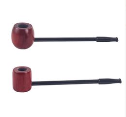 Smoking Pipes Flat bottomed round bottomed straight solid wood pipe, cut tobacco pipe, small pipe, wooden, portable for men