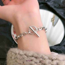 Brand Designer H home Bracelets online shop 925 Sterling Silver OT Buckle Pig Nose Bracelet Female Trendy Small and Popular Hip Hop Jump Di Internet R With Gift Box