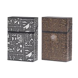 Colourful Smoking Egyptian Writing Pattern Cigarette Cases Plastic Storage Box Exclusive Housing Automatic Spring Opening Flip Cover Moistureproof Stash Case DHL