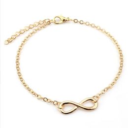 Gold Infinity Charm Anklets Bracelets With Classic 8 Foot Chain Barefoot Sandals Jewellery For Women Beach Pool Party Ankle Bracelet