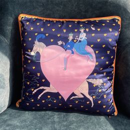 Pillow Case Brand Design Silk Pillowcase Heart Horse Sofa Throw Pillow Chair Car Cushion Cover Home Decoration Fashion Pillow 230621