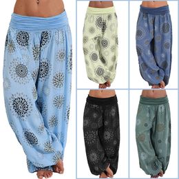 2021 Fashion Harem Pants Women's Casual Summer Loose Trousers Female Baggy Boho Printed Pants Ladies Hippy High Waist Pants