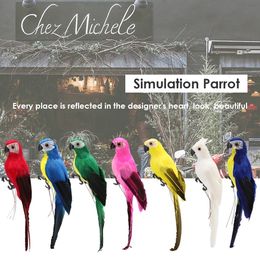 Decorative Objects Figurines 2535cm Handmade Foam Feather Artificial Parrot Imitation Bird Model Figurine Birds Home Garden Decoration Ornament 230621