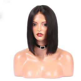 Human Hair Glueless Natural Hairline Lace Front Wig Bob Hair Straight Wig 130% Density with Baby Hair