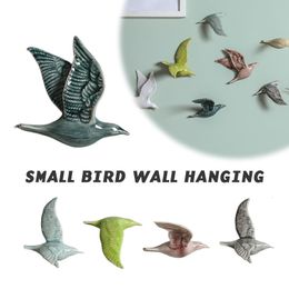 Wall Stickers 3D Ceramic Bird Creative Wall Sticker Hanging Nordic Home Wall Decor Living Room Animal Statue TV Background Mounted Swallows 230621