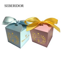 Gift Wrap My First Holy Communion Party Favor Folded Mini Candy Box Blue Pink 2050100pcs For Kids Boy Girl Events Holiday Decor 230621