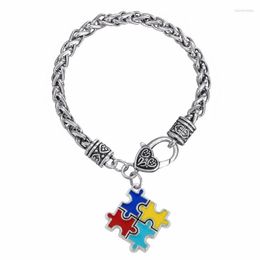 Charm Bracelets Fashion For Women Men Metal Autism Awareness Puzzle Autistic Bracelet & BanglesCharm Raym22