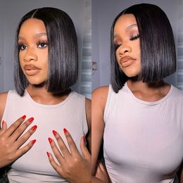 HD Lace Closure Wig 13x4 Short Bob Wigs PrePlucked With Baby Hair Short Bob Straight Human Hair Wigs For Women